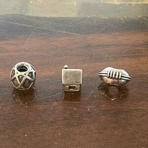 Football, little house, and basketball silver Pandora charms